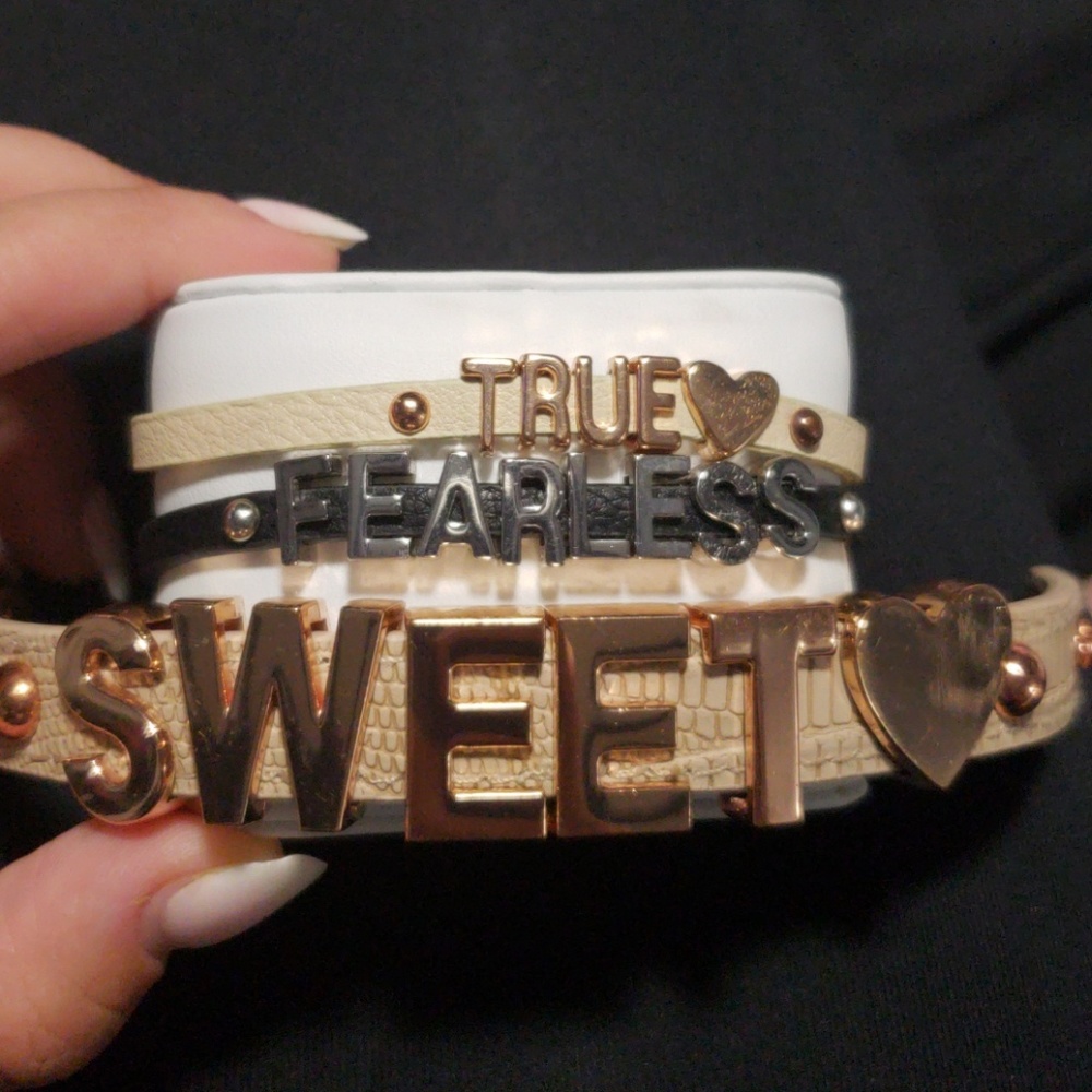 3 braclets bcbg sweet heart.  True and fearless